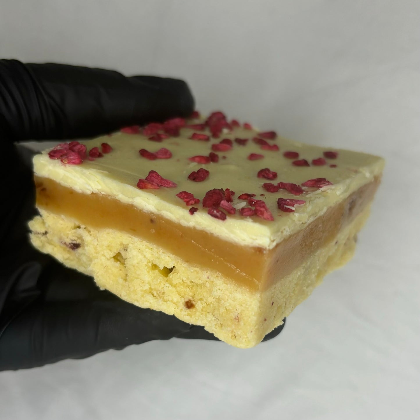 White Chocolate and Raspberry Millionaire Shortbread